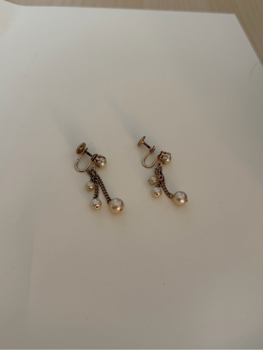 Gold Pearl Drop Clip-On Earrings